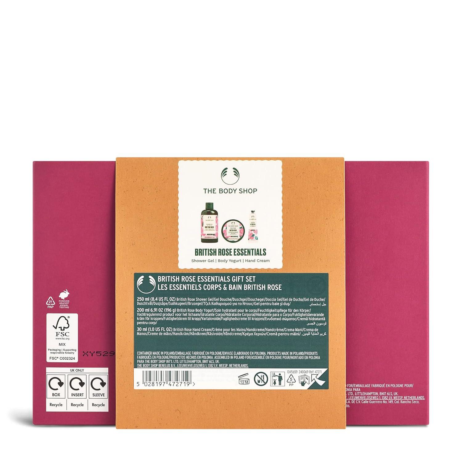 imageThe Body Shop British Rose Essentials Gift Set 3 Piece Set Includes Body Yogurt Hand Cream Shower Gel Vegan