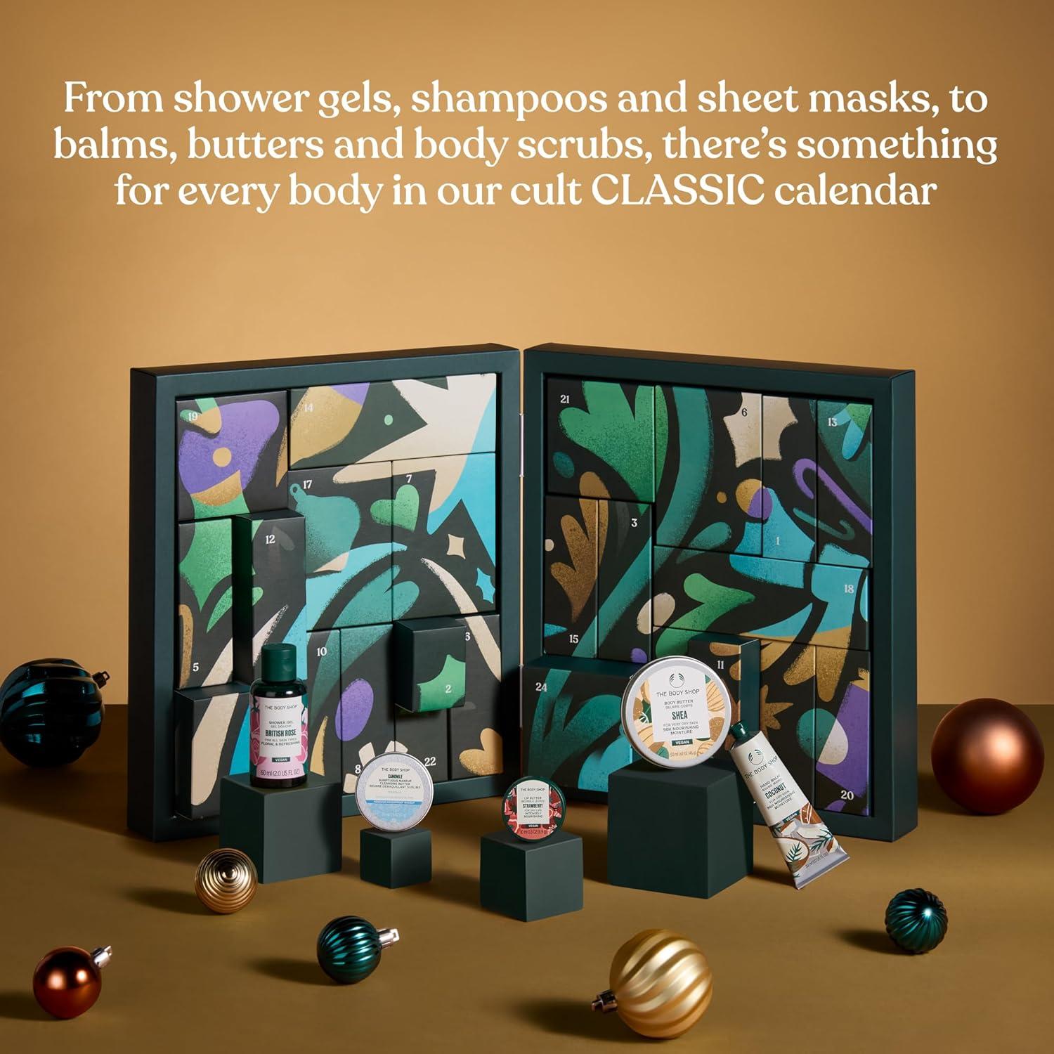 imageThe Body Shop Classic Beauty Advent Calendar 24 Piece Gift Set Includes Creams amp Gels for Shower amp Body Hand Balms and More24 Piece Gift Set Classic Beauty Advent