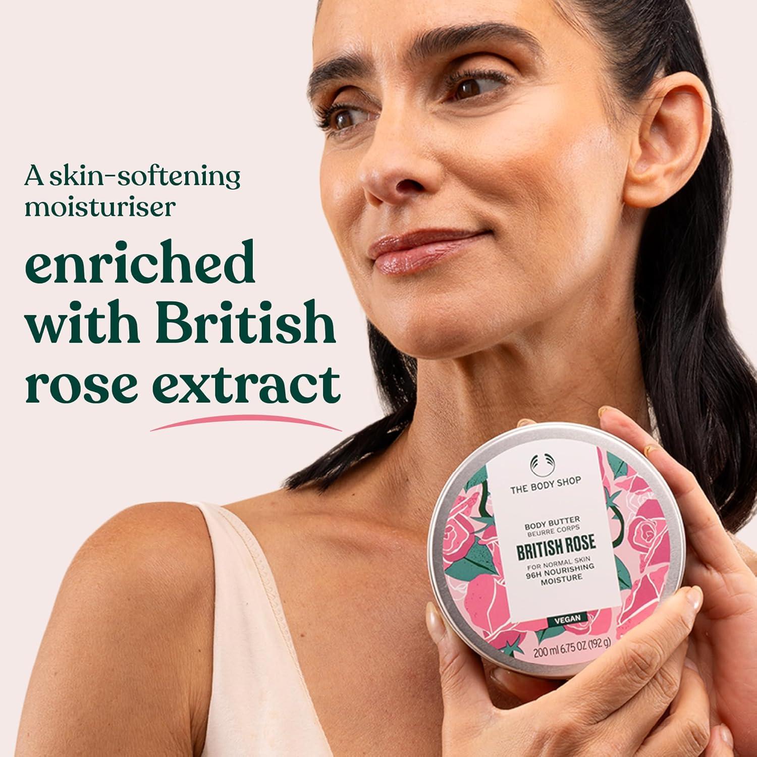 imageThe Body Shop British Rose Body Butter 96hr Nourishing Moisture for Dry Skin with Shea Butter and Essential Oils for Smoother Softer Skin Vegan 400 ml 135 oz