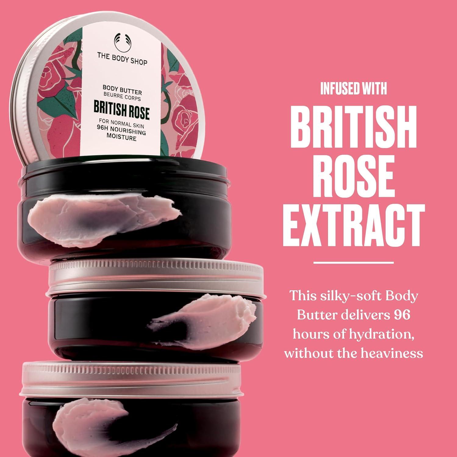 imageThe Body Shop British Rose Body Butter 96hr Nourishing Moisture for Dry Skin with Shea Butter and Essential Oils for Smoother Softer Skin Vegan 400 ml 135 oz