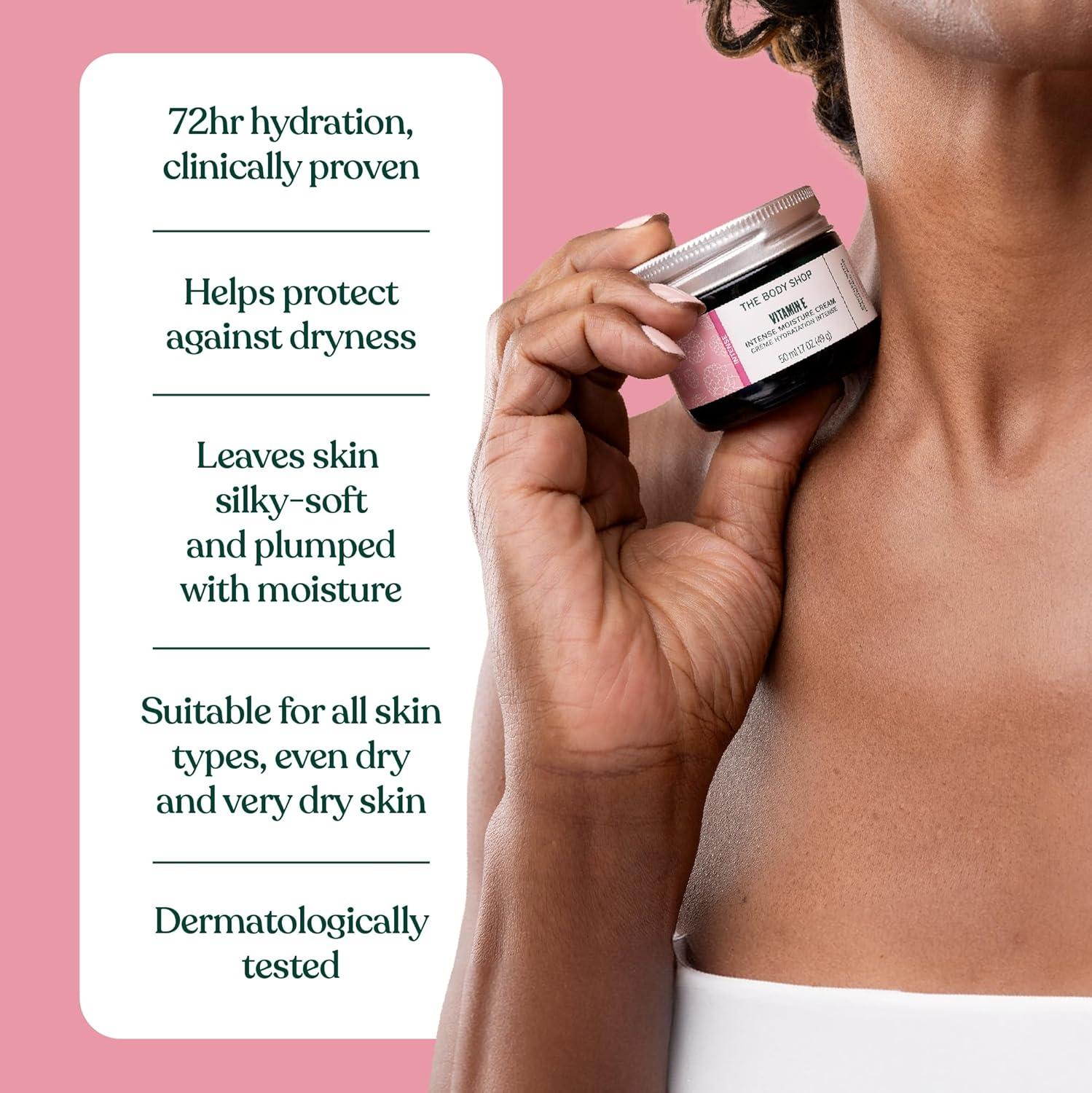 imageThe Body Shop Vitamin E Intense Moisture Cream 72hr Face Moisturizer with Hyaluronic Acid Whipped Face Cream for Softer Smoother Skin Vegan 50 ml 17 oz
