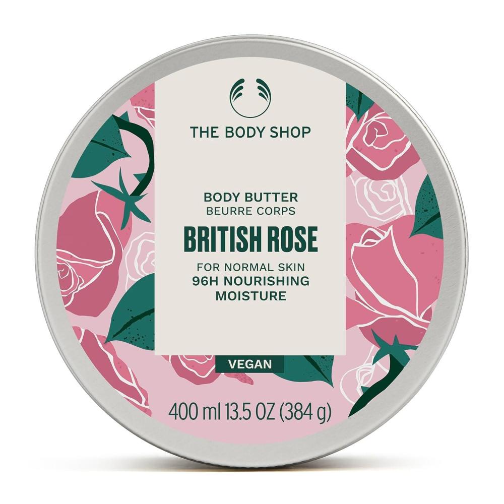 imageThe Body Shop British Rose Body Butter 96hr Nourishing Moisture for Dry Skin with Shea Butter and Essential Oils for Smoother Softer Skin Vegan 400 ml 135 oz