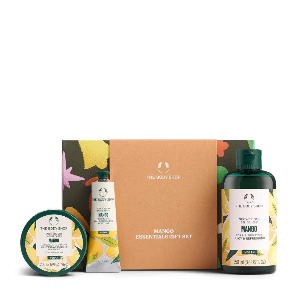 imageThe Body Shop Mango Essentials Gift Set Shower Gel 250ml  Body Yogurt 200ml  Hand Balm 30ml Fruity Festive Trio with Mango Seed Oil Nourishing amp Hydrating Body Care Vegan