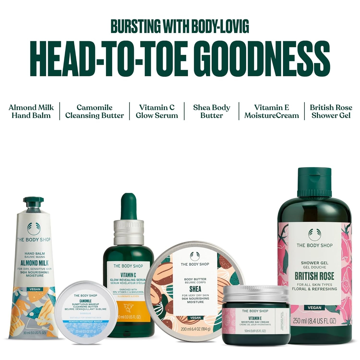 imageThe Best of The Body Shop 6 Piece Gift Set Includes Body Butter Shower Gel Day Face Cream Face Serum Makeup Cleansing Balm Hand Balm for All Skin Types