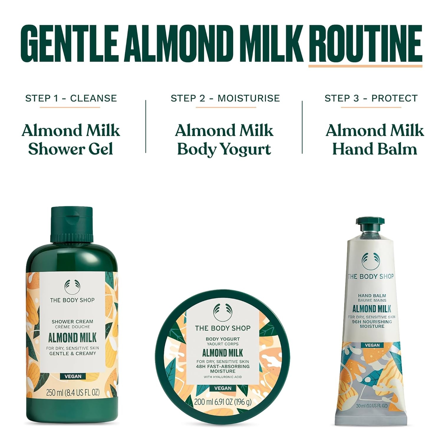 imageThe Body Shop Almond Milk Essentials Gift Set Shower Cream 250ml Body Yogurt 200ml Hand Balm 30ml Gift Set Body Wash Moisturiser amp Hand Balm Cruelty Free amp Vegan Dermatologically Tested