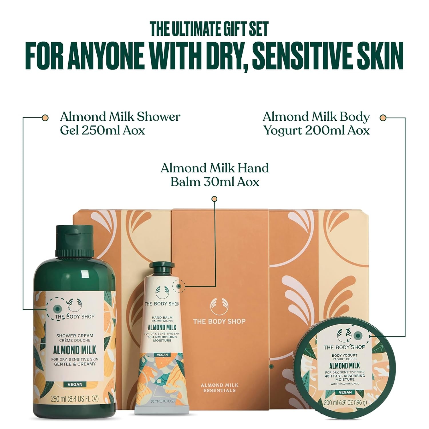 imageThe Body Shop Almond Milk Essentials Gift Set Shower Cream 250ml Body Yogurt 200ml Hand Balm 30ml Gift Set Body Wash Moisturiser amp Hand Balm Cruelty Free amp Vegan Dermatologically Tested