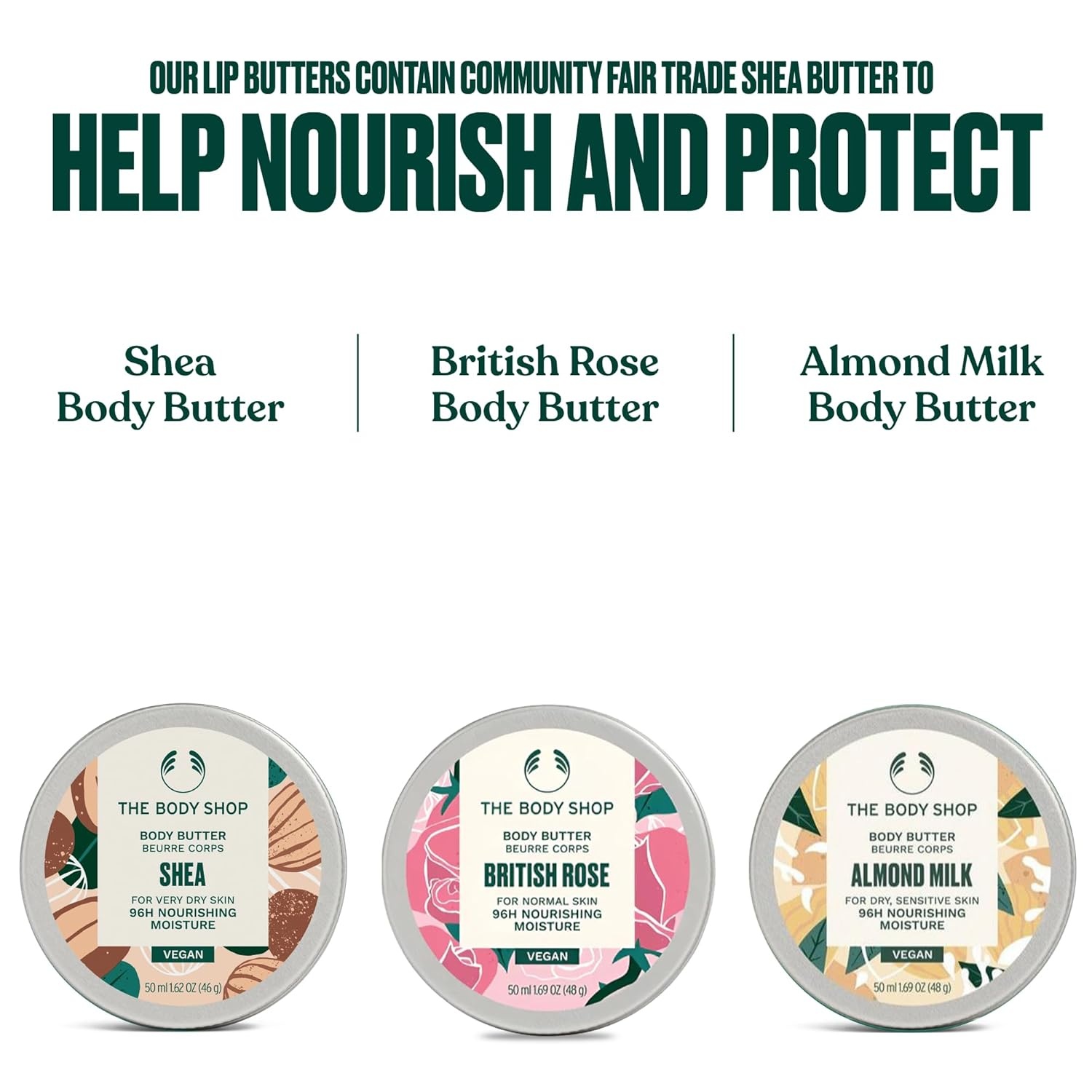 imageThe Body Shop Body Butter Trio 3 Piece Set Travel Size Nourishing Body Butters for Dry Normal amp Sensitive Skin Vegan