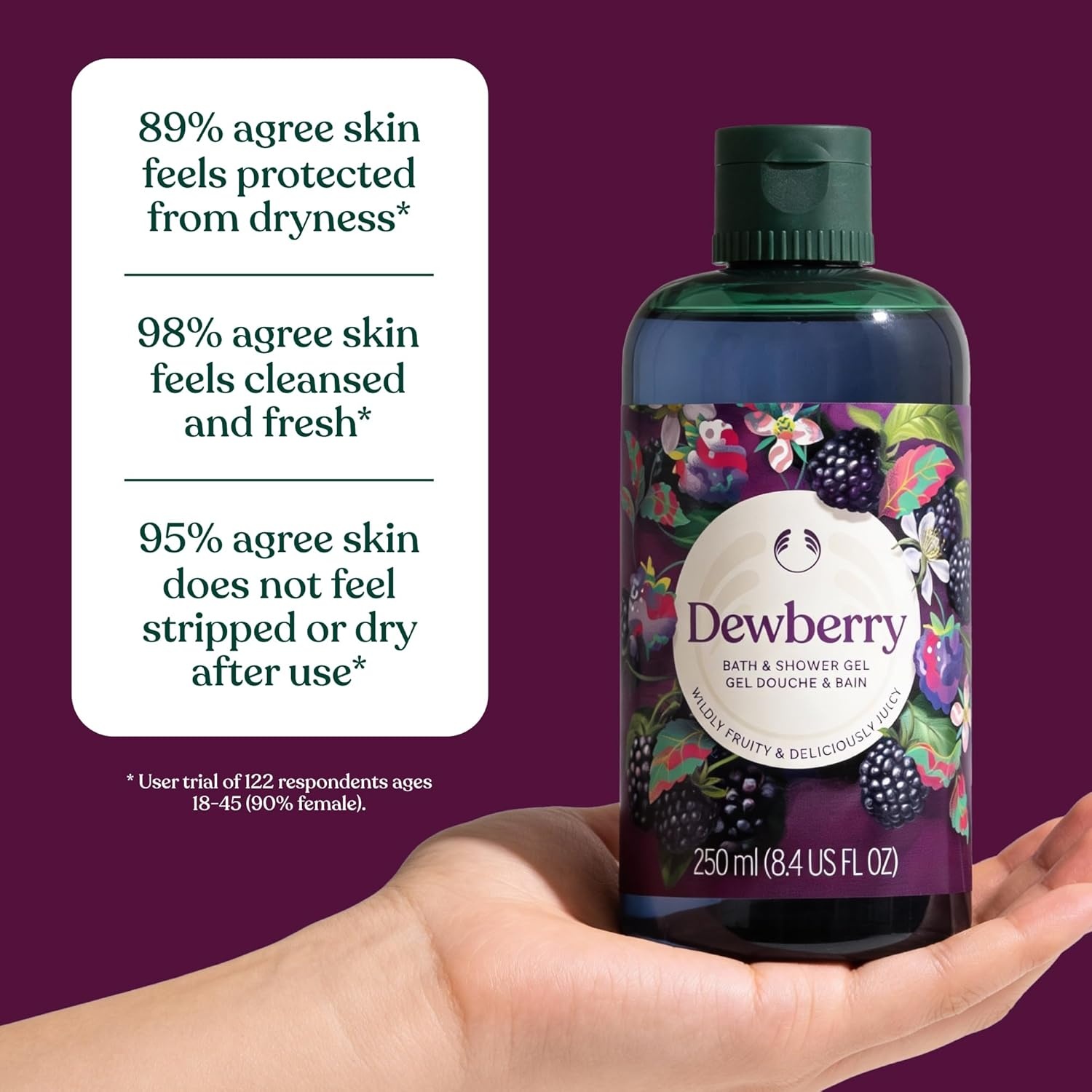 imageThe Body Shop Dewberry Essentials 3 Piece Set Shower Gel Hand Balm Body Yogurt Fruity amp Floral Scent