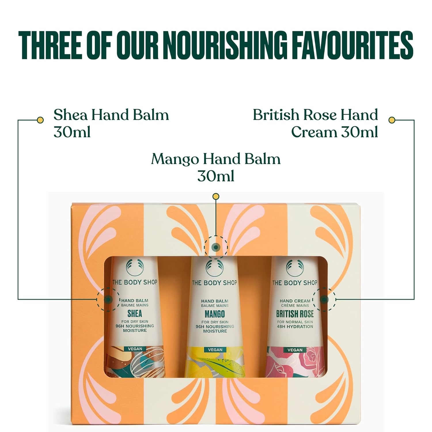 imageThe Body Shop Handcare Trio 3 Piece Set Nourishing Hand Balm and Cream for Dry Cracked Hands Vegan