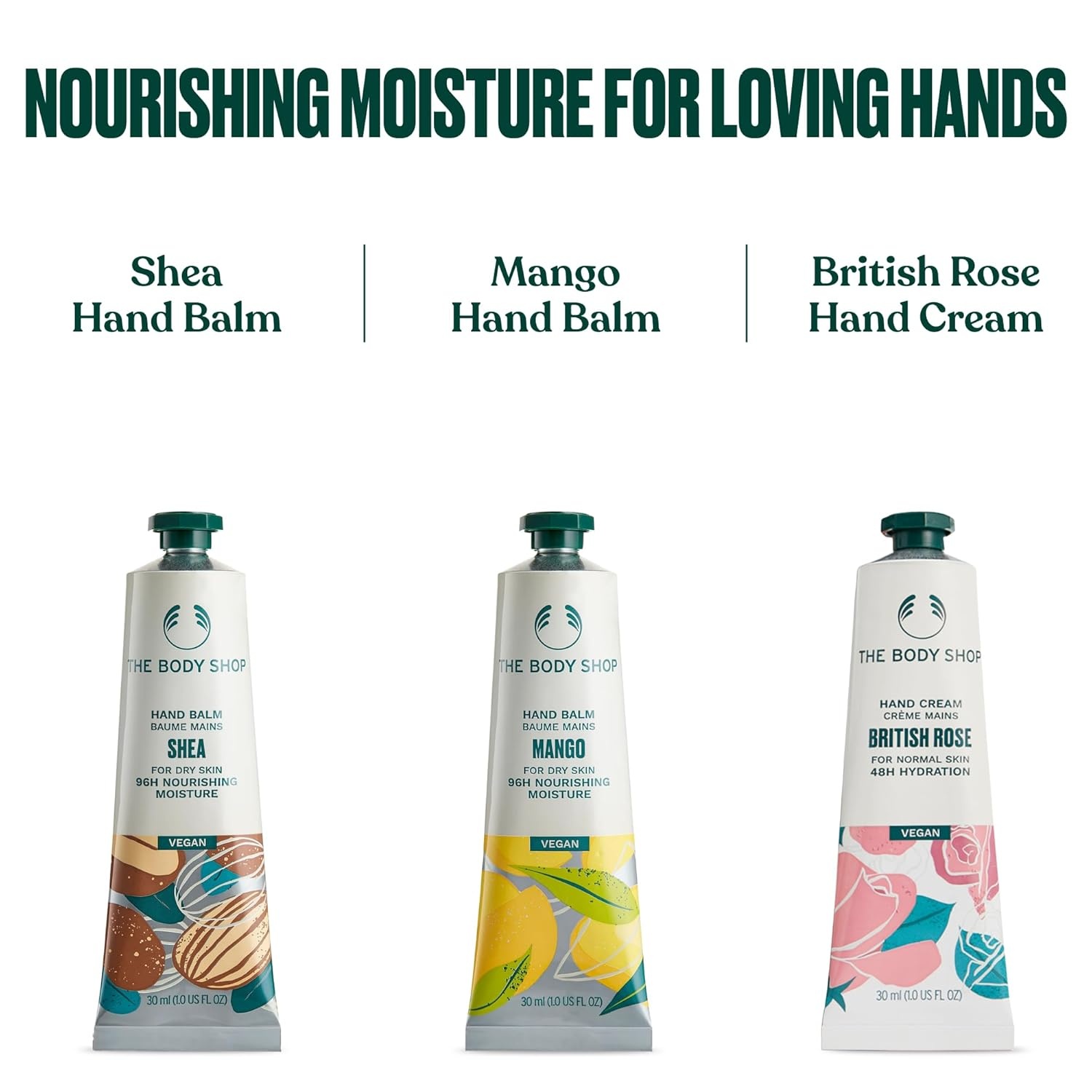 imageThe Body Shop Handcare Trio 3 Piece Set Nourishing Hand Balm and Cream for Dry Cracked Hands Vegan