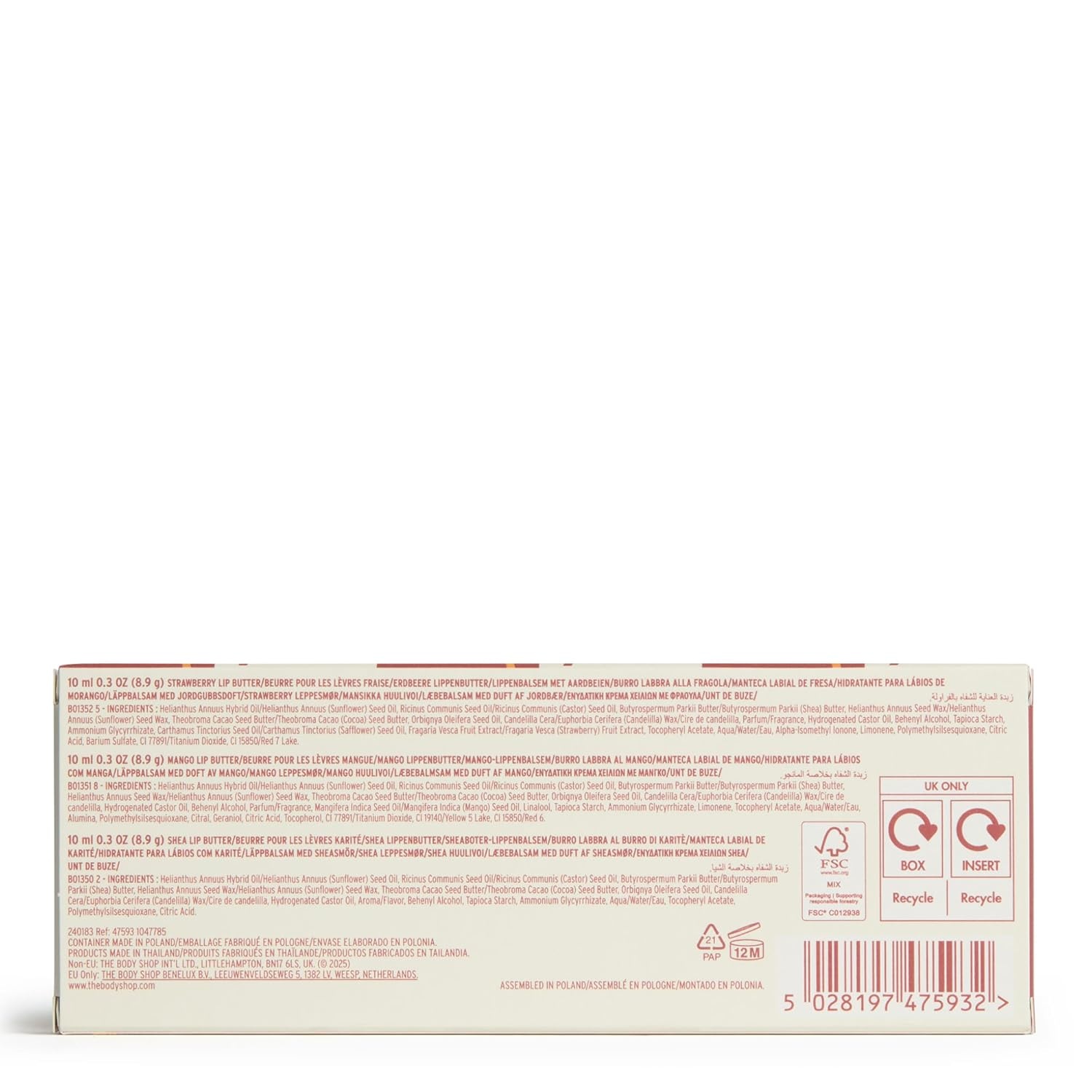 imageThe Body Shop Lip Butter Trio 3 Piece Set Intensely Nourishing Lip Balm for Dry Cracked Lips Vegan