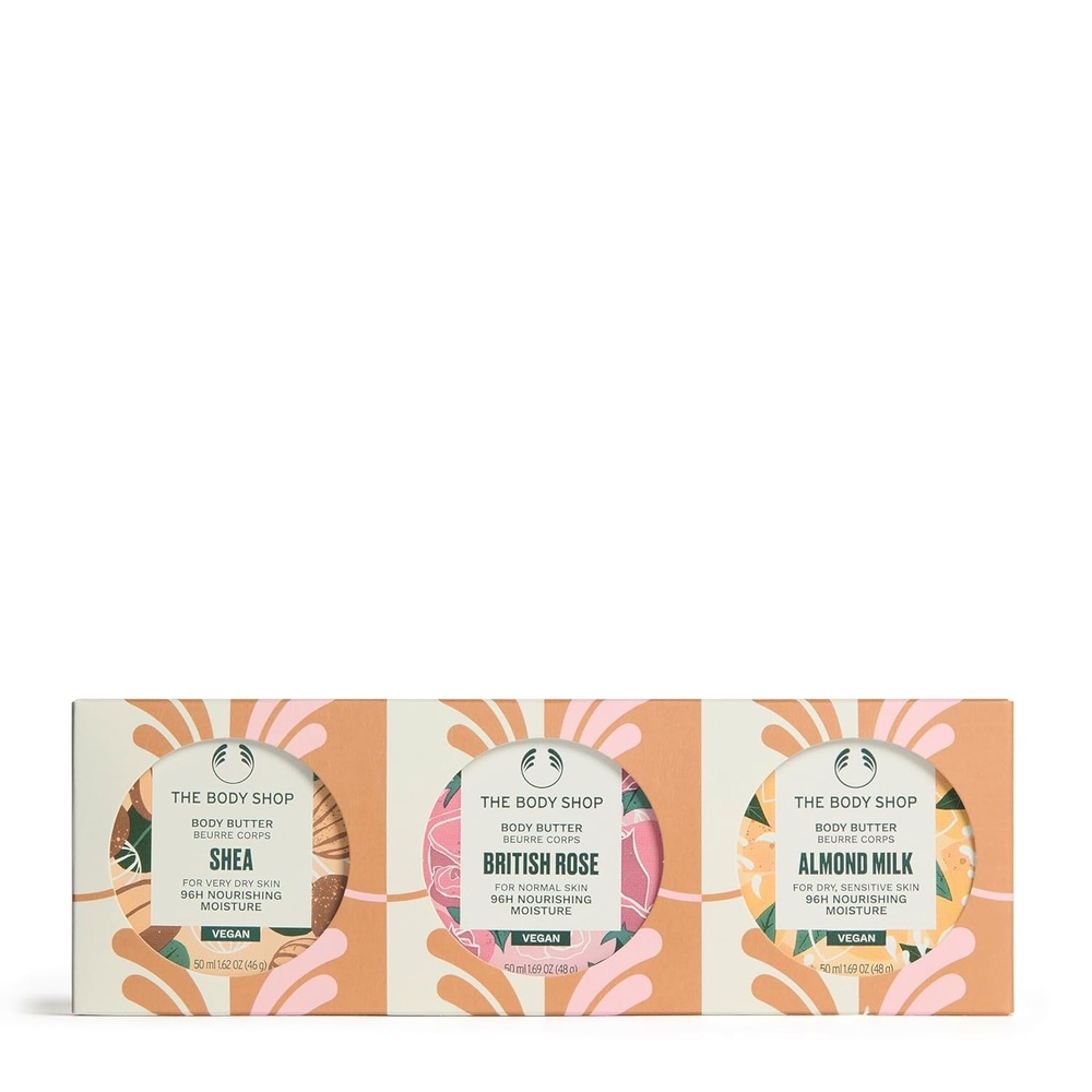 imageThe Body Shop Body Butter Trio 3 Piece Set Travel Size Nourishing Body Butters for Dry Normal amp Sensitive Skin Vegan