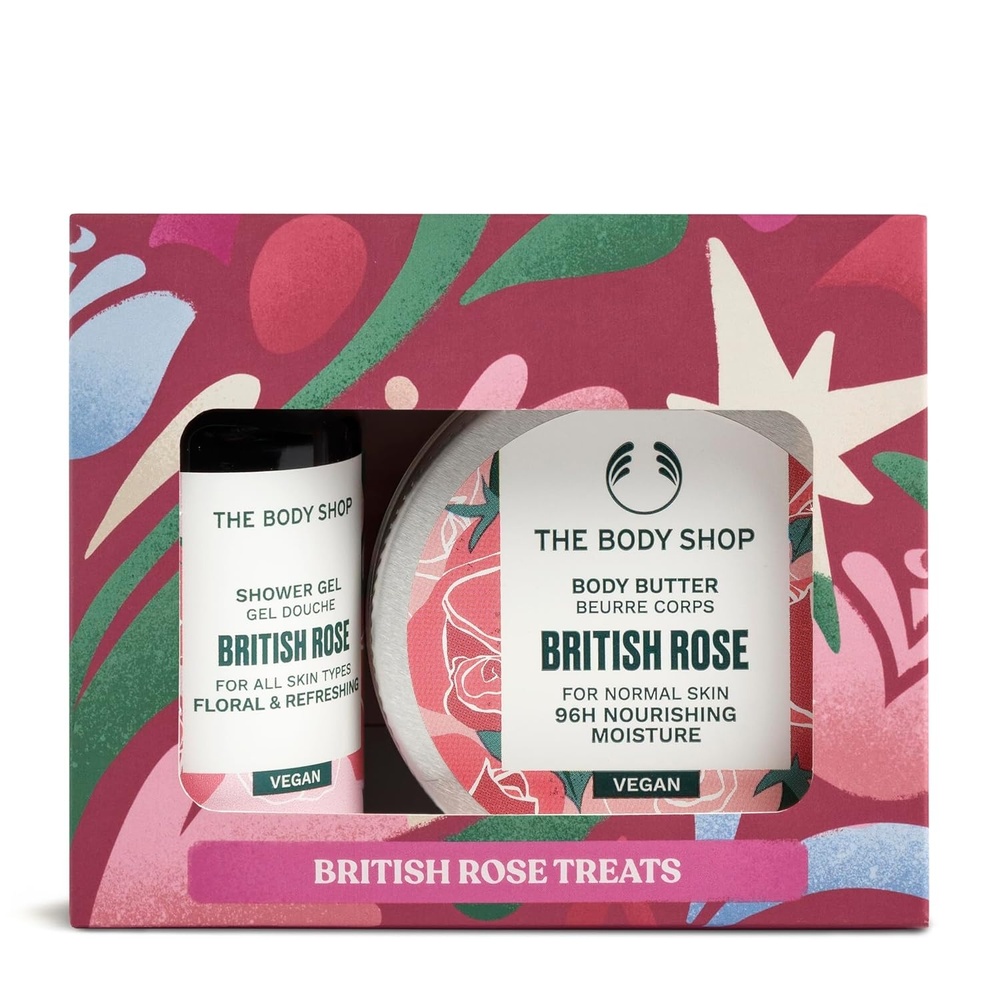 imageThe Body Shop British Rose Treats  British Rose Shower Gel 60ml  Body Butter 50ml  Gift Set  Body Wash amp Body Mousturiser for Women amp Men  Cruelty Free amp Vegan  Dermatologically Tested