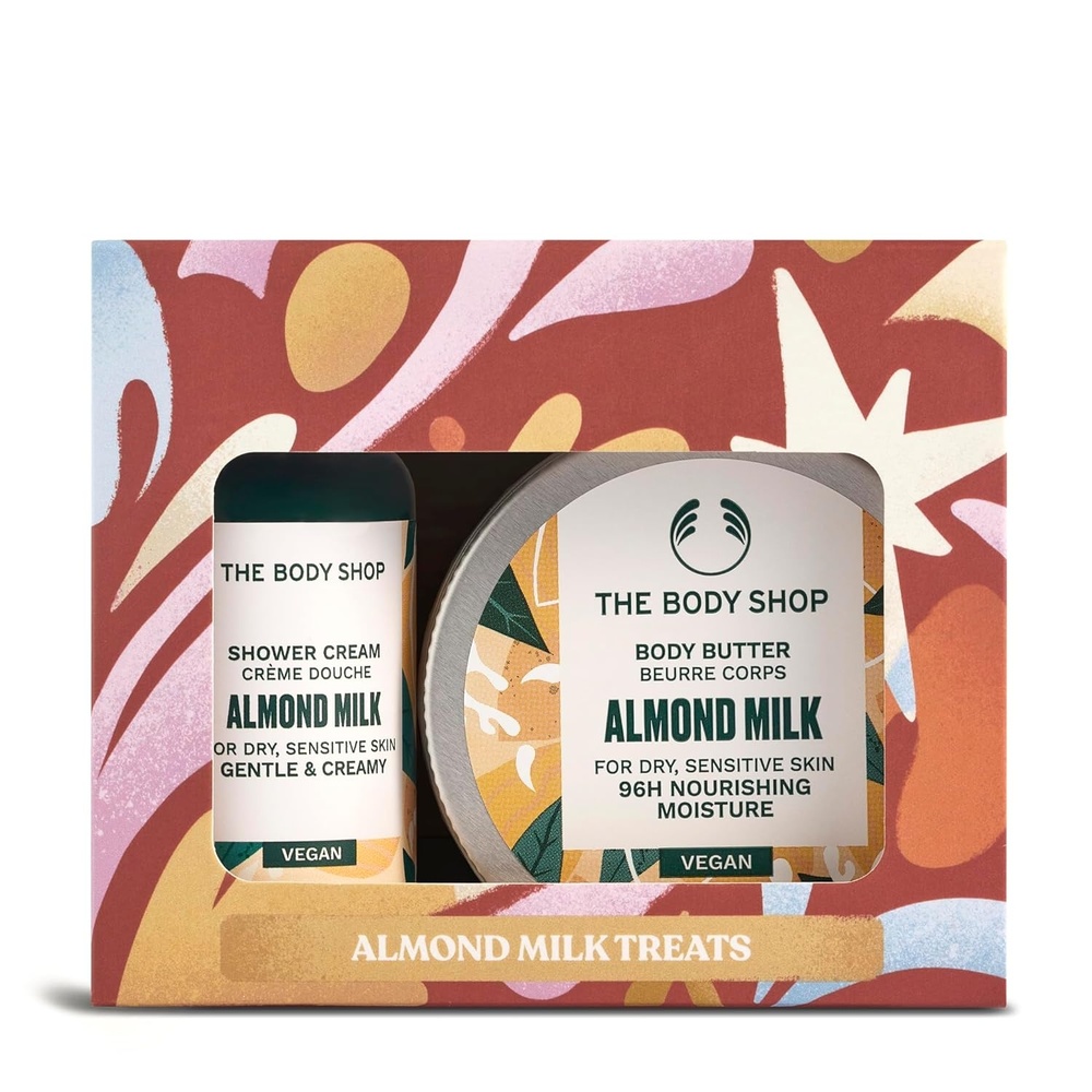 imageThe Body Shop Intro to Almond Milk Mini 2 Piece Set  Travel Size Shower Cream and Body Butter  for Dry Sensitive Skin