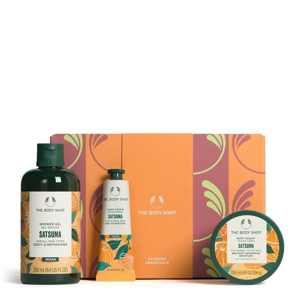 imageThe Body Shop Satsuma Essentials 3 Piece Set  Zesty Scented Shower Gel Hand Cream Body Yogurt  for All Skin Types
