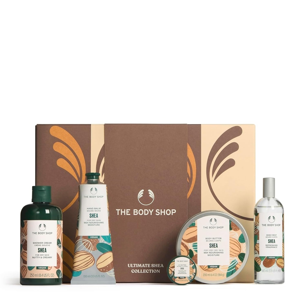 imageThe Body Shop Shea Ultimate 5 Piece Set  Body Mist Shower Cream Hand Balm Body Butter Lip Balm  for Dry Skin Vegan