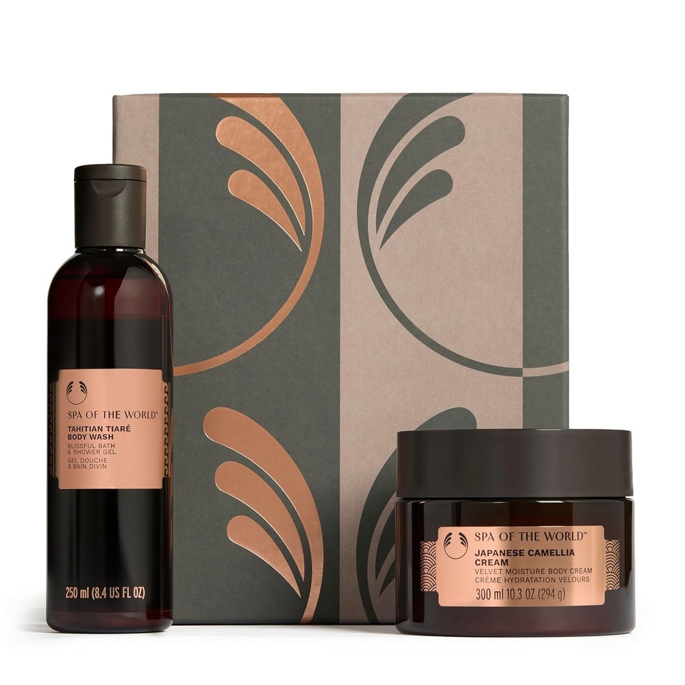 imageThe Body Shop Spa Duo 2 Piece Set  Luxurious Tahitian Body Wash Velvet Moisture Body Cream  Sweet amp Floral Scent