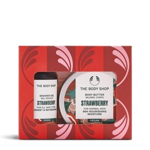 The Body Shop Intro to Strawberry Mini 2 Piece Set | Travel Size Shower Gel and Body Butter | for All Skin Types