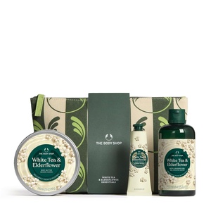The Body Shop White Tea & Elderflower Essentials 3 Piece Set | Body Butter, Hand Cream, Shower Gel | Delicate Floral Scent, for All Skin Types