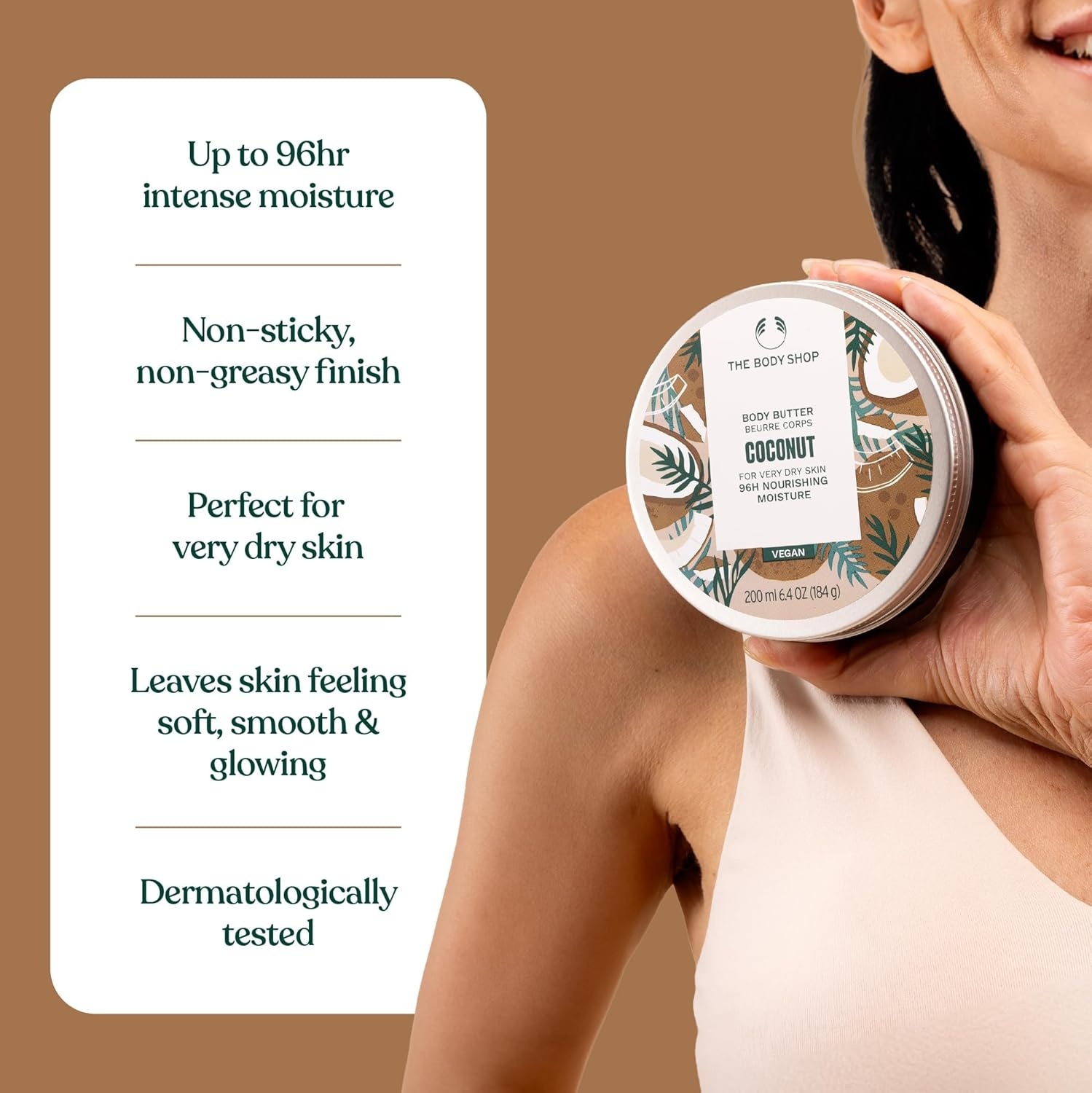 imageThe Body Shop Coconut Body Butter 96hr Nourishing Moisture for Dry Skin NonGreasy with Shea Butter for Smoother Softer Skin Vegan 200 ml 64 oz