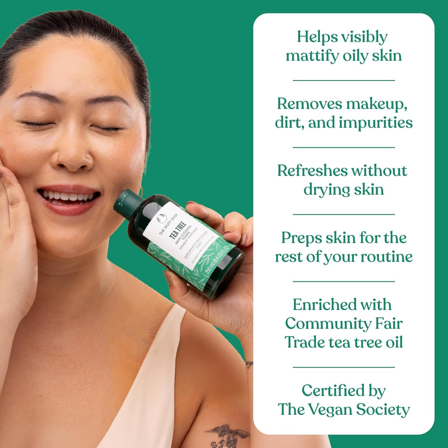 imageThe Body Shop Tea Tree Skin Clearing Toner Mattifying Face Toner with Salicylic Acid Removes Impurites and Tones Safe for Acne Prone Skin Vegan 250 ml 84 fl oz