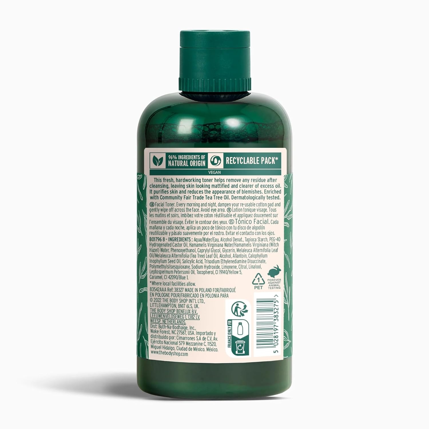 imageThe Body Shop Tea Tree Skin Clearing Toner Mattifying Face Toner with Salicylic Acid Removes Impurites and Tones Safe for Acne Prone Skin Vegan 250 ml 84 fl oz