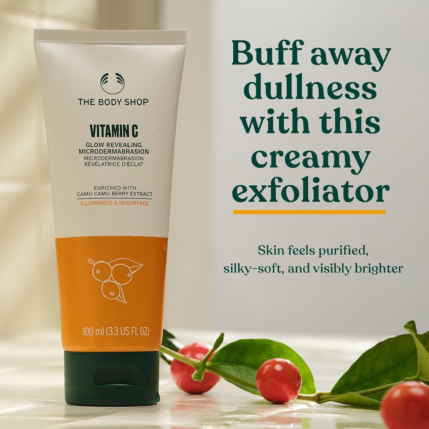 imageThe Body Shop Vitamin C Glow Boosting Microdermabrasion Exfoliation for Tired Dull Skin Vegan 100ml