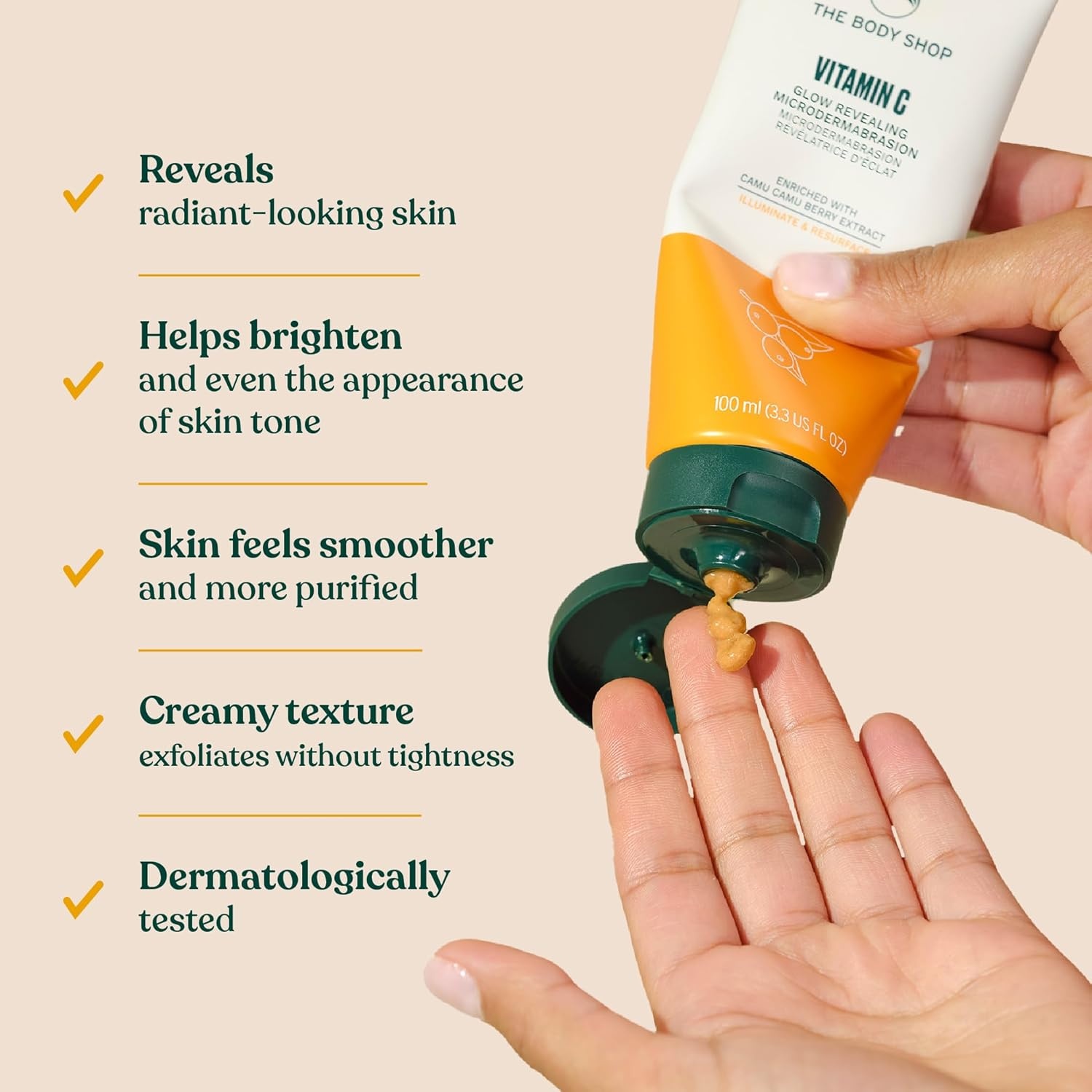 imageThe Body Shop Vitamin C Glow Boosting Microdermabrasion Exfoliation for Tired Dull Skin Vegan 100ml