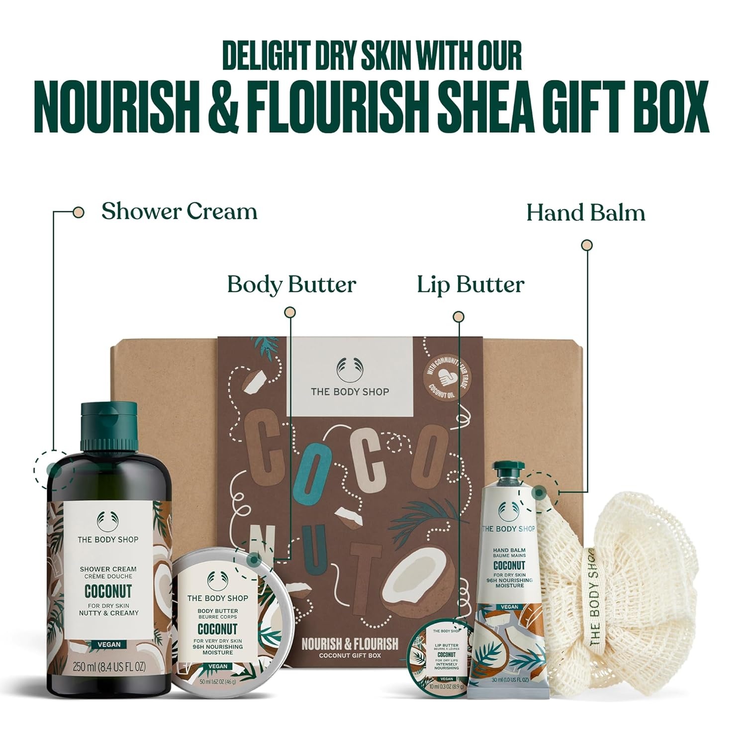 image:imageThe Body Shop Nourish amp Flourish Coconut Body Care Gift Set Vegan 5Piece Gift Set